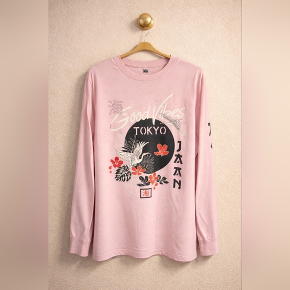 Hustle Tops - Pink Graphic Long Sleeve Tee